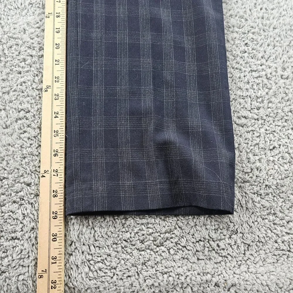 Banana Republic Dress Pants Mens 34x29 Blue Plaid Wool Blend Dark Academia